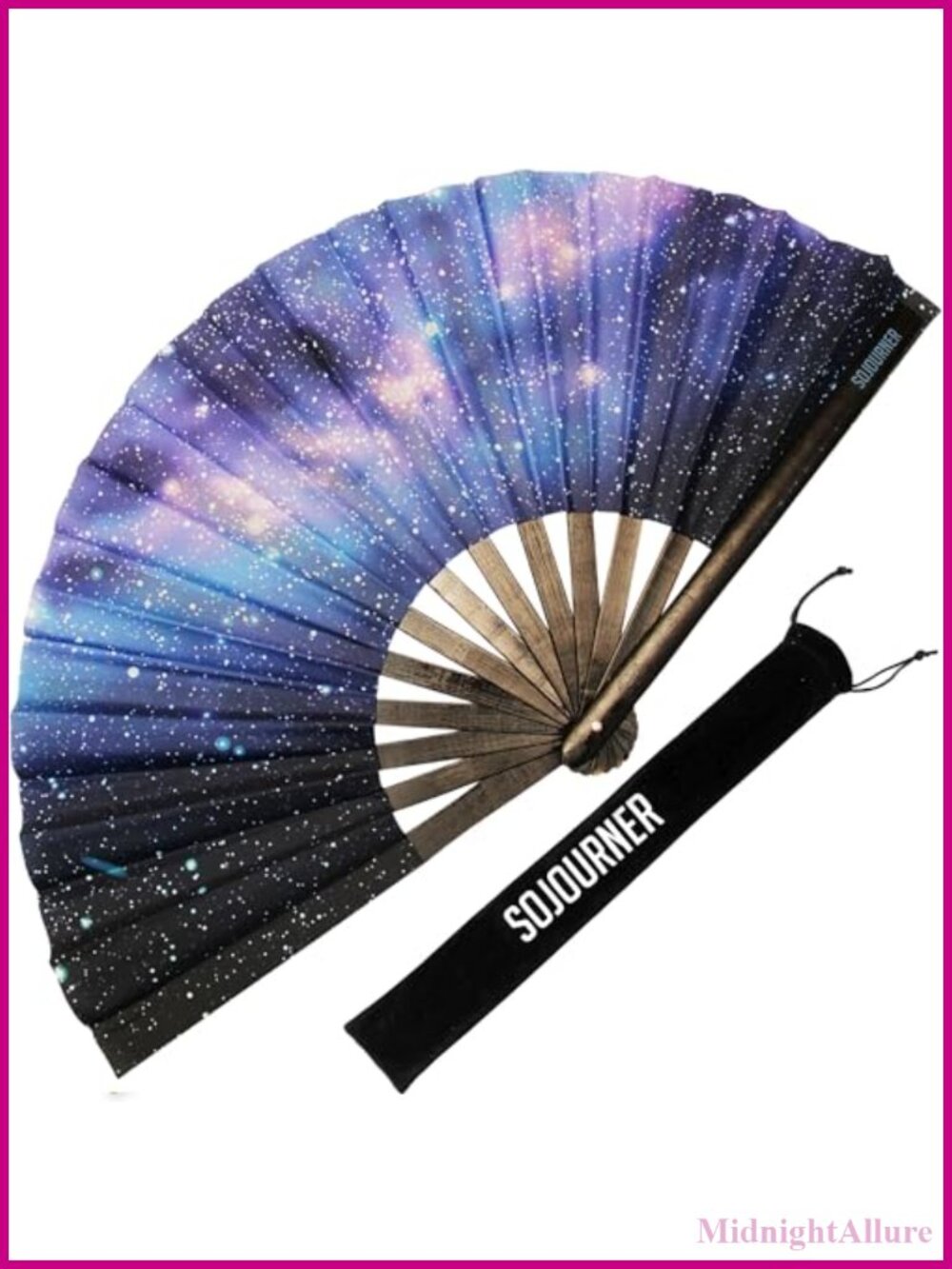 Bamboo Galaxy Rave Folding Hand Fan Japanese Style Large Clack Fan for EDM